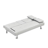 Sleeper Sofa with Armrest and Two Cup Holders - White