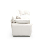 Luxurious and Sophisticated 3 Piece Corduroy Living Room Set with Soft Cushions and Pillows - White