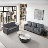 Corduroy Living Room Set Including Sofa and Love Seat -  Dark Grey