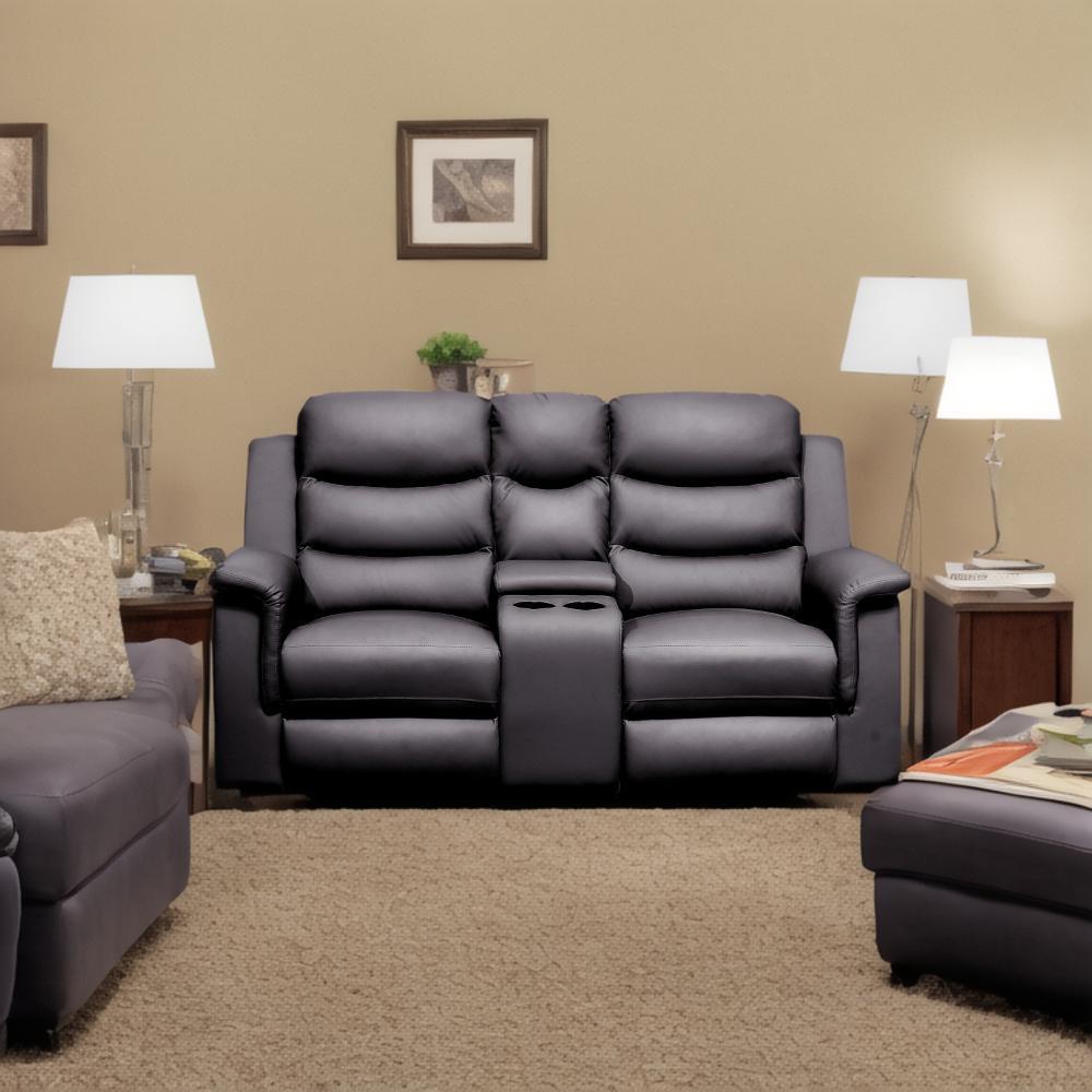 Reclining Loveseat With Middle Console - Black