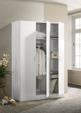 Declan - 3 - Door Wardrobe Cabinet Armoire With Storage Shelves And Hanging Rod - White