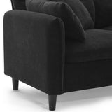 Modern Convertible Sectional Sofa with Pillows and Ottoman - Black