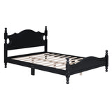 Full Size Wood Platform Bed With Slat Support, Black