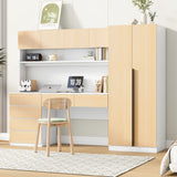 2 Door Wooden Storage Desk Wardrobe For Bedroom With Shelves And Drawers