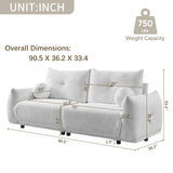 2 Piece Living Room Set with Four Pillows - Off White