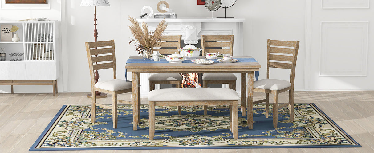 TREXM 6Pc  Dining Set (Natural Wood Wash)