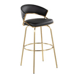 Jie - Fixed Height Contemporary Barstool With Swivel With Round Footrest (Set of 2)