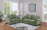 2 PC Living Room Set Including Sofa and love Seat With Pillows -Sage Green