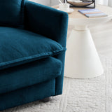 Modern Extra Deep Living Room Set Including Sofa, Love Seat and Chair - Blue Chenille