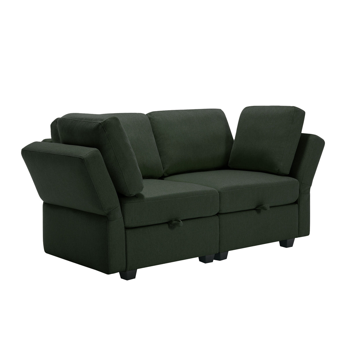 3 Piece Living Room Set With Storage including Sofa, Love Seat and Chair - Green