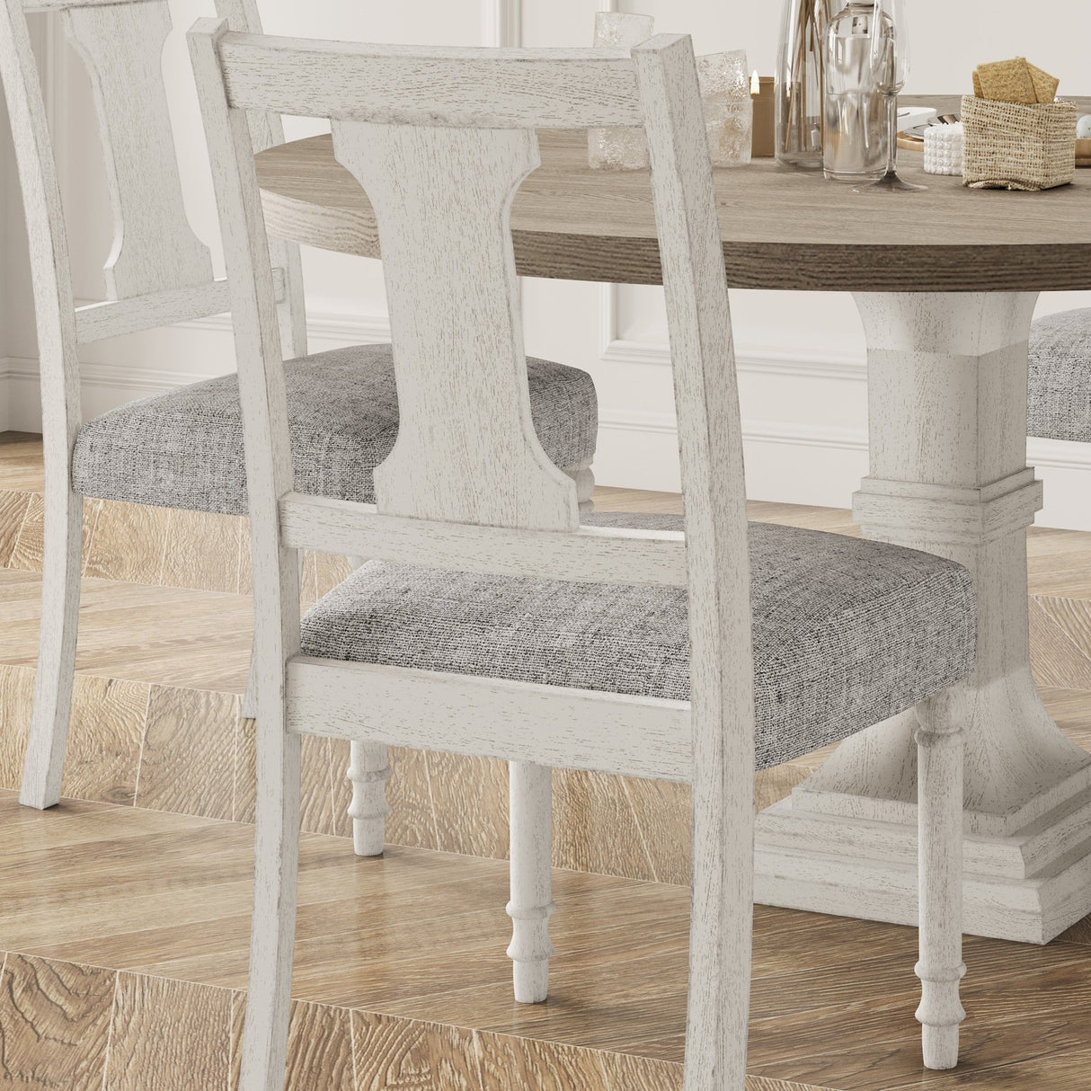 Tannen - Dining Side Chair (Set of 2) - White And Gray