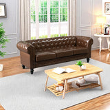 PU Upholstered Tufted Sofa - Brown