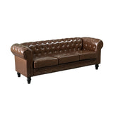 PU Upholstered Tufted Sofa - Brown