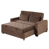 66.5" Upholstered Loveseat With Pull Out Bed, Two Throw Pillows, Dual USB Charging Port and Adjustable Backrest - Brown