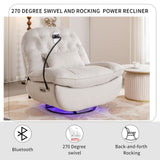 270° Swivel Power Recliner With Voice Control - Bluetooth Music Player, USB Ports, Atmosphere Lamp, Hidden Arm Storage And Mobile Phone Holder For Living Room, Bedroom, Apartment