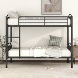 Twin Over Twin Metal Bunk Bed, Divided Into Two Beds - Black