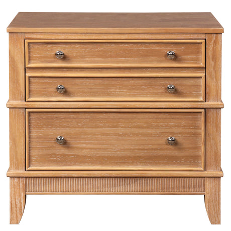 Hazel Oversized 3 Drawer Nightstand - Natural