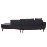 107" Contemporary Sofa with a Round Storage Ottoman and Three Removable Pillows - Black