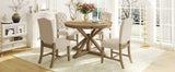 Dining Set with Extendable Table and 4 Upholstered Chairs - Natural Wood Wash