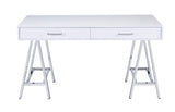 Coleen - High Gloss Writing Desk With USB - Chrome / White