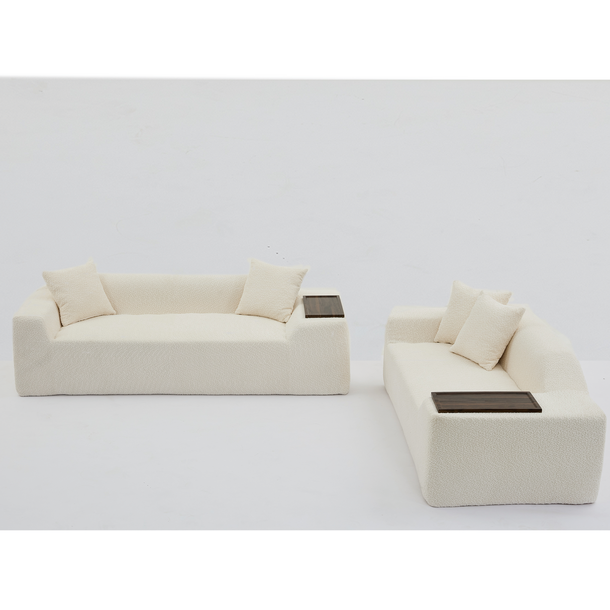 2 Piece Boucle Cloud Living Room Set, Beige