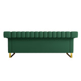 Modern PU Leather Sofa with Gold Accents - Green