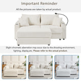 72.8" Modern Style Loveseat with Storage Space, Movable Ottoman, Two USB Ports, Two Cup Holders and Phone Holder - Beige