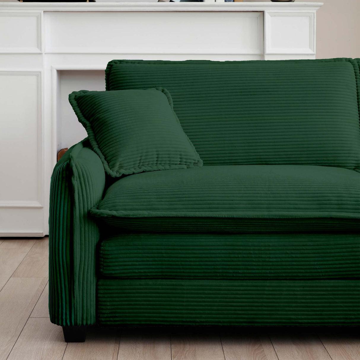 3 Piece Living Room Set in Corduroy Fabric - Green