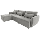 113.3" Modular Sectional Sofa with Ottoman, USB and USB-C Ports, Gray