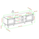 Modern 2 Door Open Storage TV Stand For TVs Up To 65" - Solid Black