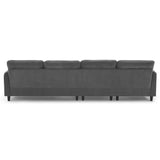 Modern  Sectional Sofa with Pillows and Ottoman - Gray