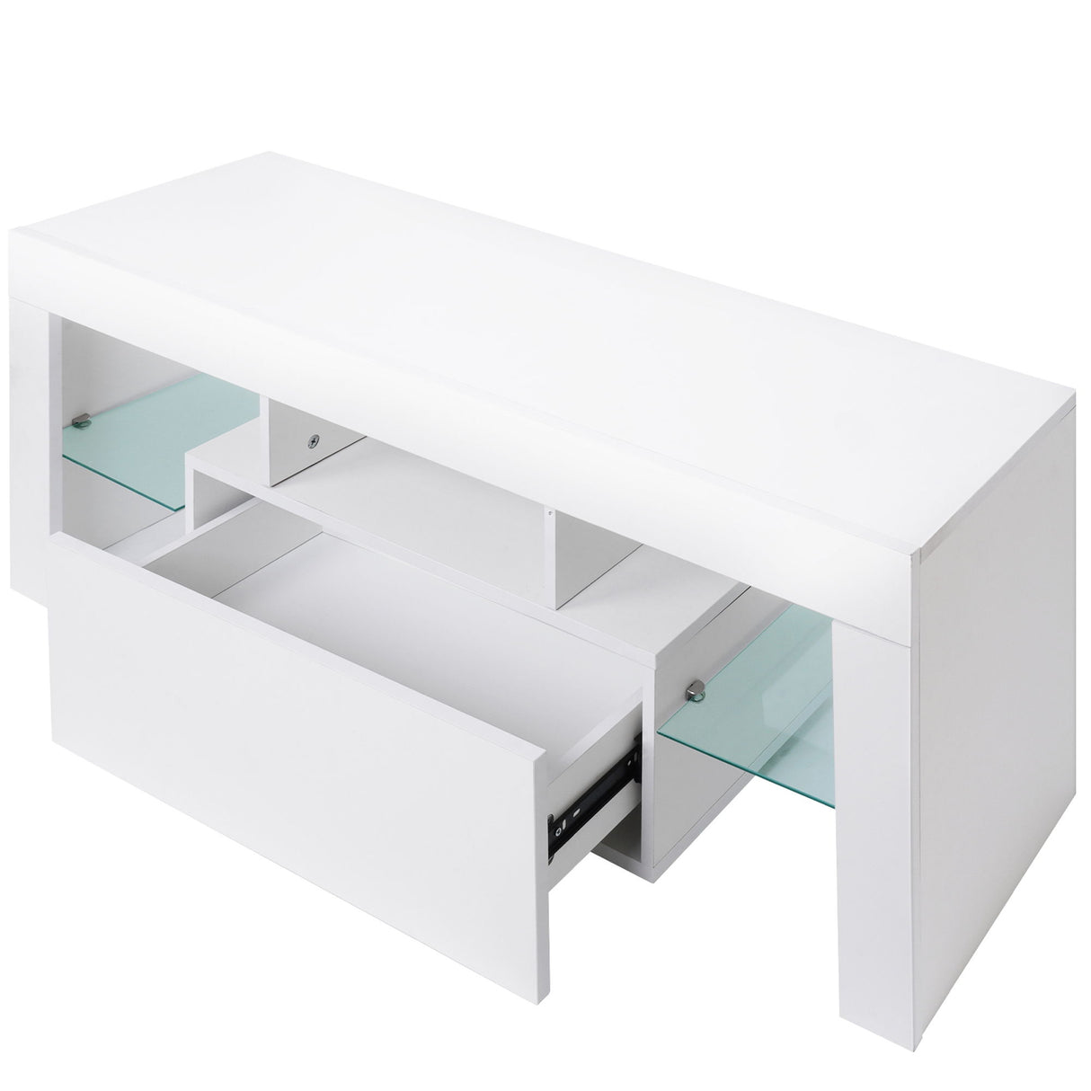 TV Stand With Storage And  LED Light - White