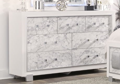 Skye - Marble Dresser - White