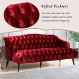 Sturdy Velvet Sofa - Red