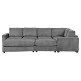 121.3" Modular Sectional Sofa with Two Movable Ottomans, Gray