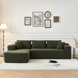 Sherpa Fabric Sectional Sofa With Chaise - Green