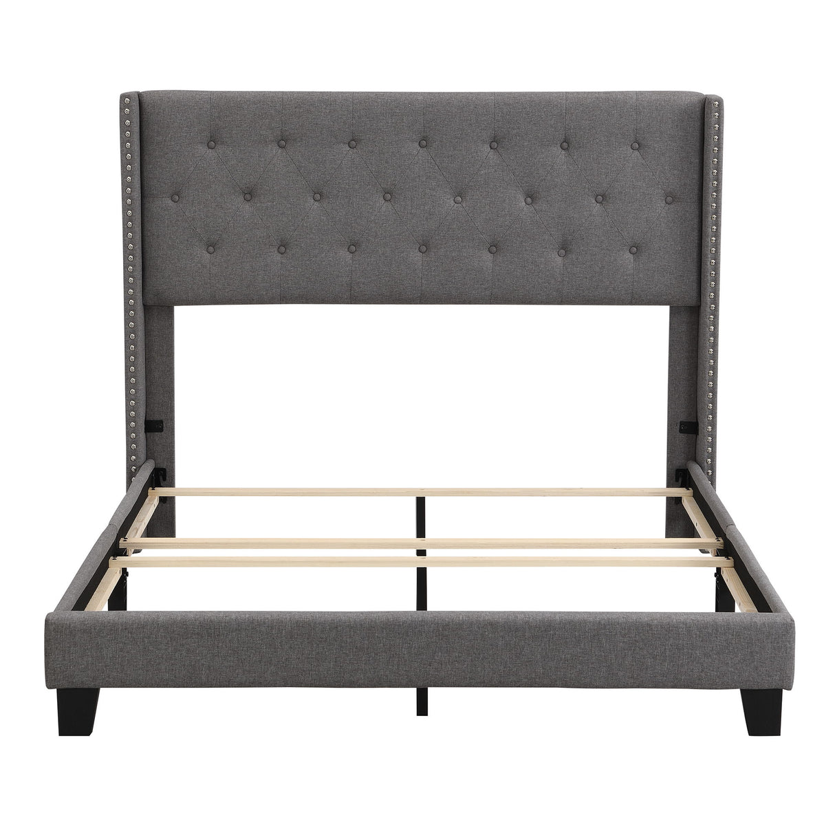 Upholstered Platform Bed With Classic Headboard, No Box Spring Needed