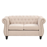 Modern Sofa Dutch Plush, Upholstered Sofa, Solid Wood Legs, Buttoned Tufted Backrest