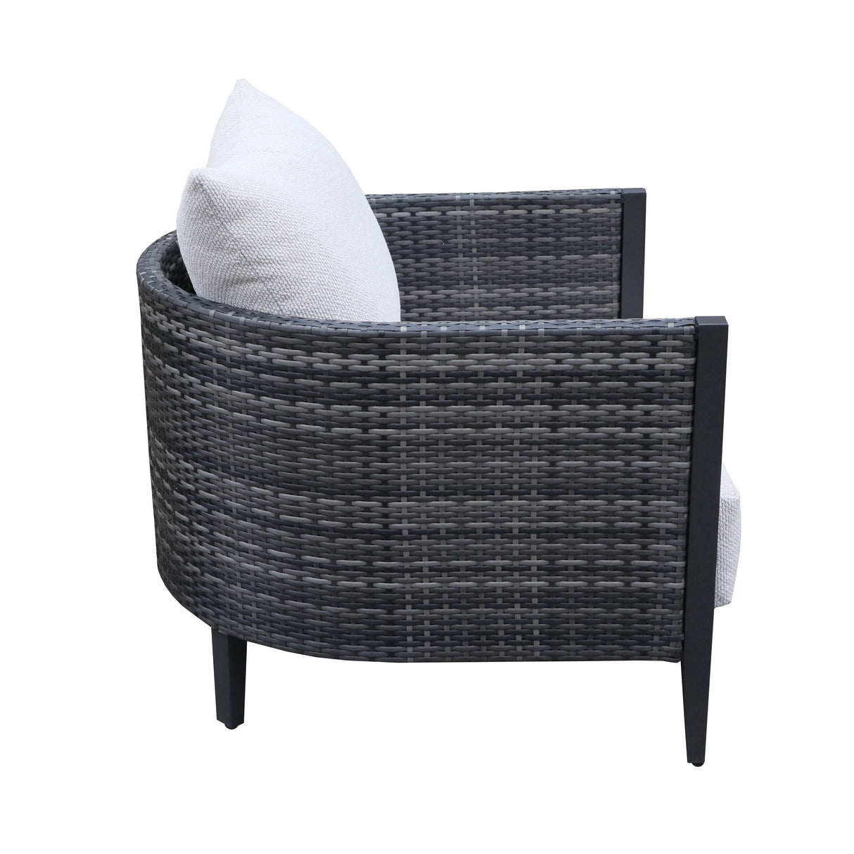 Wicker Gabardine Club Chair With Cushion (Set of 2) - White / Dark Gray