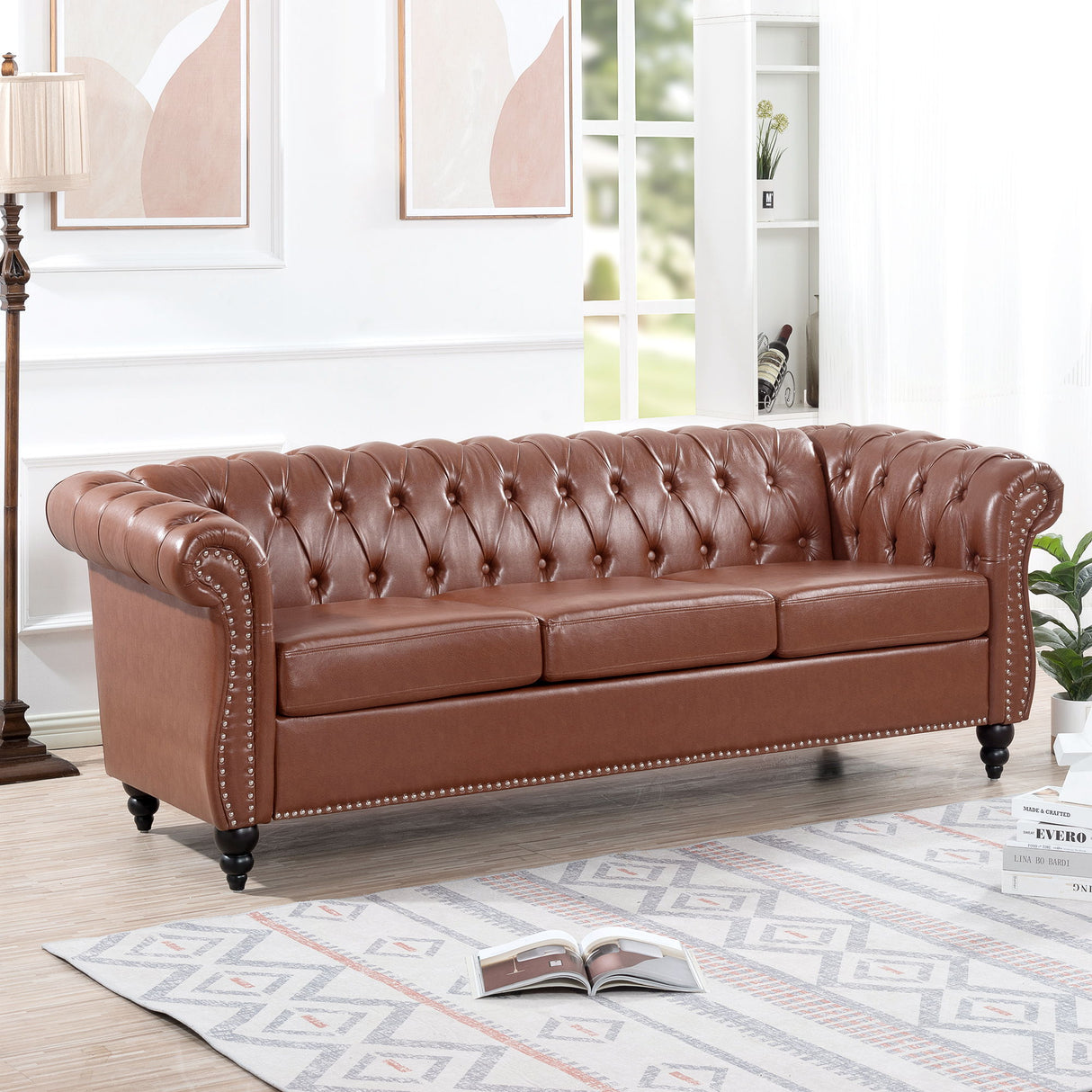 Rolled Arm Chesterfield 3 Seater Sofa