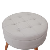 107" Contemporary Sofa with a Round Storage Ottoman and Three Removable Pillows - Grey