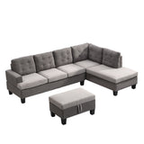 Sofa With Chaise And Storage Ottoman - Gray