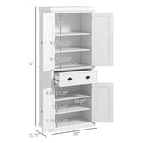 Homcom - 72" Kitchen Pantry, With Drawer, Doors And Adjustable Shelves - White