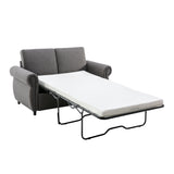 57.9" Sleeper Loveseat with Twin Size Memory Foam Mattress with Two USB Ports - Grey