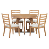 TREXM 5-Piece Dining Set With Table, 16-inch Leaf and 4 Upholstered Chairs (Natural)