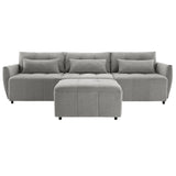 113.3" Modular Sectional Sofa with Ottoman, USB and USB-C Ports, Gray