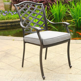 Outdoor Patio Aluminum Dining Arm Chair With Cushion (Set of 2)