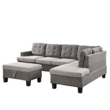 Sectional With Chaise And Storage Ottoman - Gray