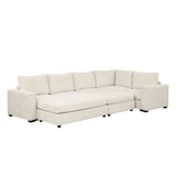 121.3" Modular Sectional Sofa with Two Movable Ottomans,  Beige