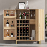 Bar Cabinet Carved Wine Cabinet With Storage - Natural